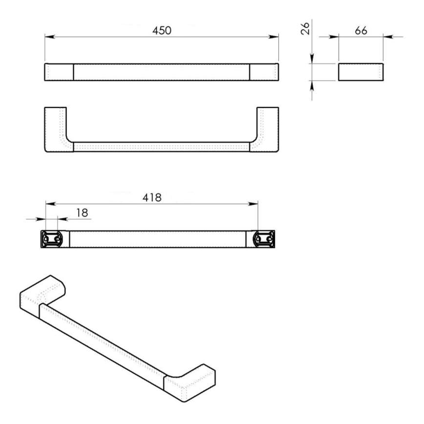 Gedy - Appendiabiti da parete PIRENEI 6,6x45 cm cromo lucido