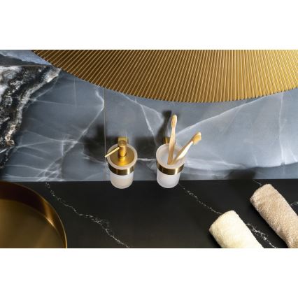 Gedy - Dispenser da parete per sapone liquido PIRENEI 110 ml vetro satinato/oro opaco