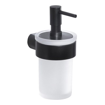 Gedy - Dispenser da parete per sapone PIRENEI, 110 ml, vetro opalino/nero opaco