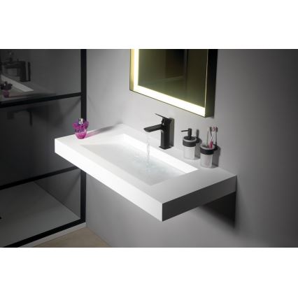 Gedy - Dispenser da parete per sapone PIRENEI, 110 ml, vetro opalino/nero opaco