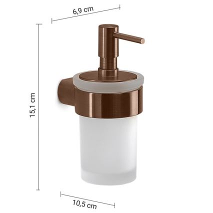 Gedy - Dispenser da parete per sapone PIRENEI 140 ml vetro opalino/bronzo