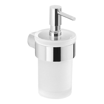 Gedy - Distributore di sapone a parete PIRENEI 110 mm bianco latte vetro/cromo lucido