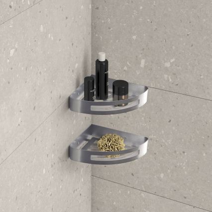 Gedy - Mensola angolare per doccia SMART 21x4,5 cm grigio metallico