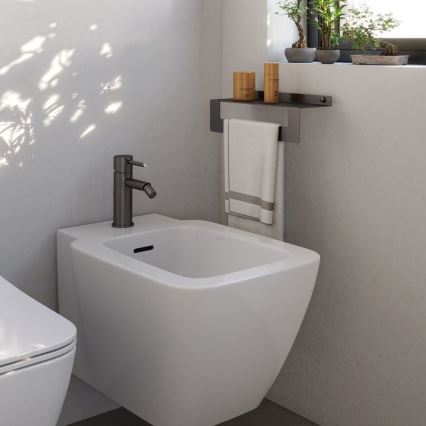 Gedy - Mensola con porta-asciugamani CLEO 30 cm grigio metallizzato