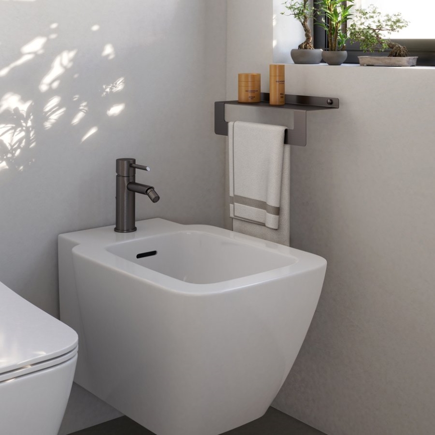 Gedy - Mensola con porta-asciugamani CLEO 30 cm grigio metallizzato