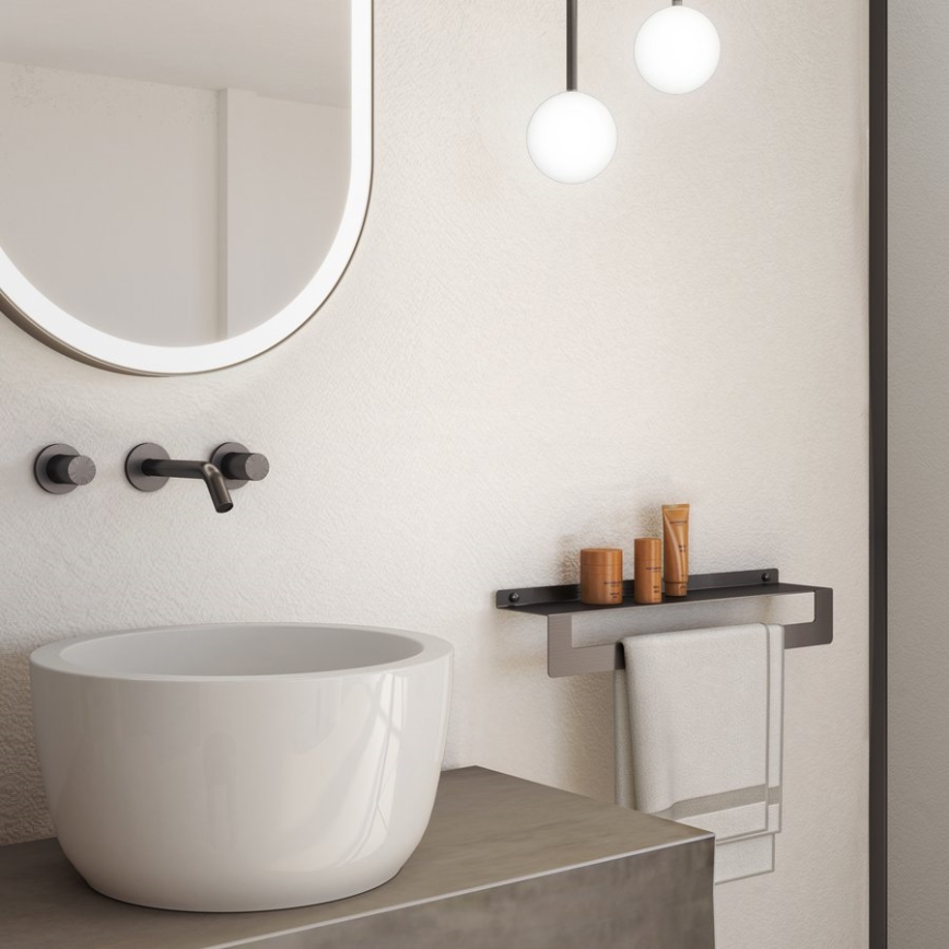 Gedy - Mensola con porta-asciugamani CLEO 30 cm grigio metallizzato