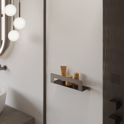 Gedy - Mensola con porta-asciugamani CLEO 30 cm grigio metallizzato