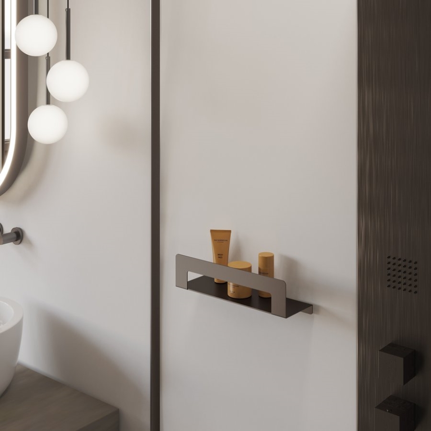 Gedy - Mensola con porta-asciugamani CLEO 30 cm grigio metallizzato