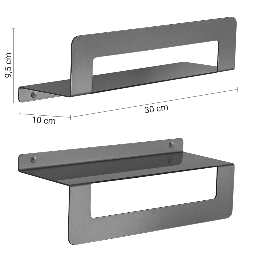 Gedy - Mensola con porta-asciugamani CLEO 30 cm grigio metallizzato