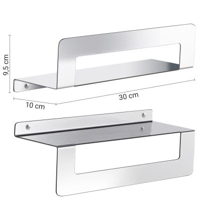 Gedy - Mensola con porta asciugamani CLEO 30 cm in acciaio inox lucido