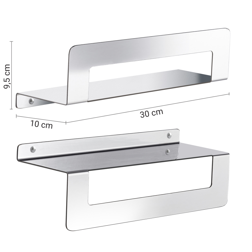 Gedy - Mensola con porta asciugamani CLEO 30 cm in acciaio inox lucido