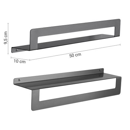 Gedy - Mensola con porta asciugamani CLEO 50 cm grigio metallico