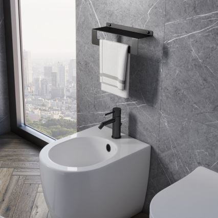 Gedy - Mensola con porta-asciugamani CLEO 50 cm nero opaco