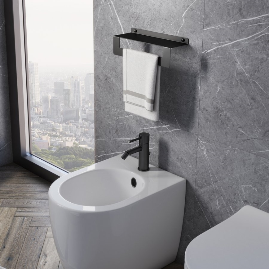 Gedy - Mensola con porta-asciugamani CLEO 50 cm nero opaco