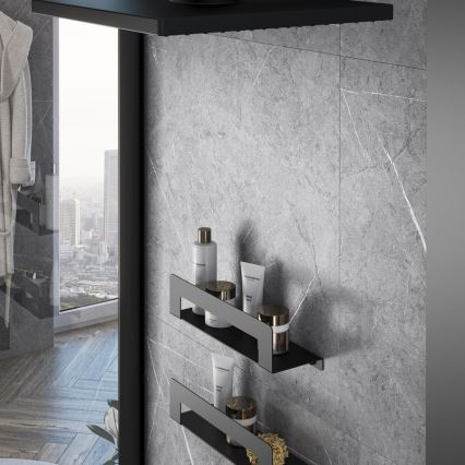 Gedy - Mensola con porta-asciugamani CLEO 50 cm nero opaco