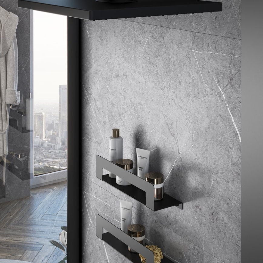 Gedy - Mensola con porta-asciugamani CLEO 50 cm nero opaco