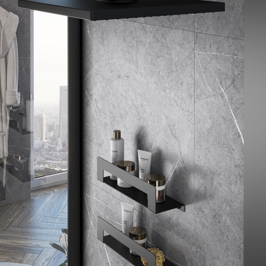 Gedy - Mensola con portasciugamani CLEO 30 cm nero opaco