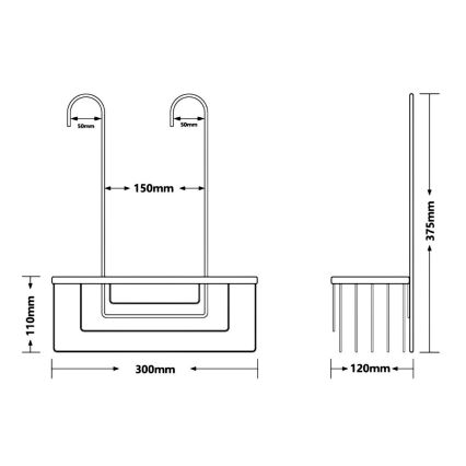 Gedy - Mensola sospesa per doccia SMART 37,5 x 30 cm, grigio metallico