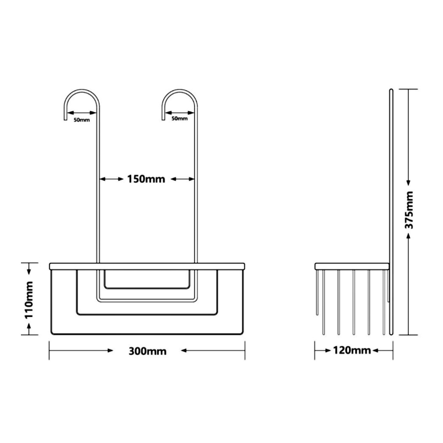 Gedy - Mensola sospesa per doccia SMART 37,5 x 30 cm nero opaco