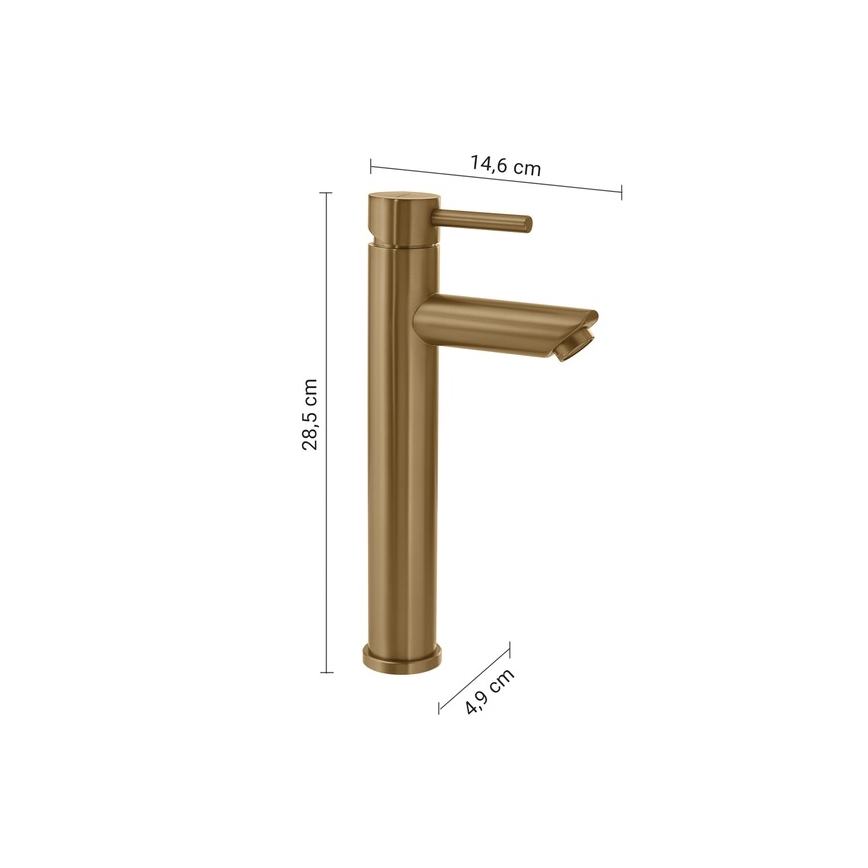 Gedy - Miscelatore per lavabo ALTO 28,5 cm oro
