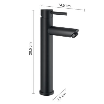 Gedy - Miscelatore per lavabo ALTO HIGH 28,5 cm nero opaco