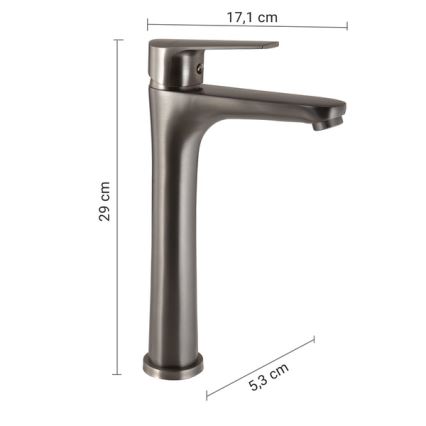 Gedy - Miscelatore per lavabo COMO 29 cm, grigio metallico