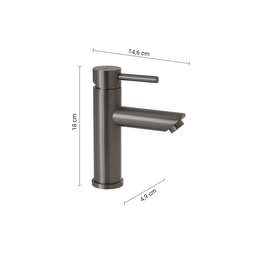 Gedy - Miscelatore per lavabo GARDA 18 cm grigio metallico