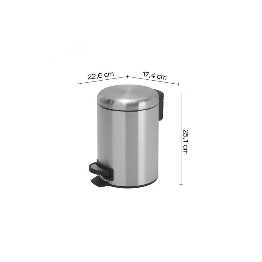 Gedy - Pattumiera POTTY 3 L con chiusura rallentata in acciaio inox