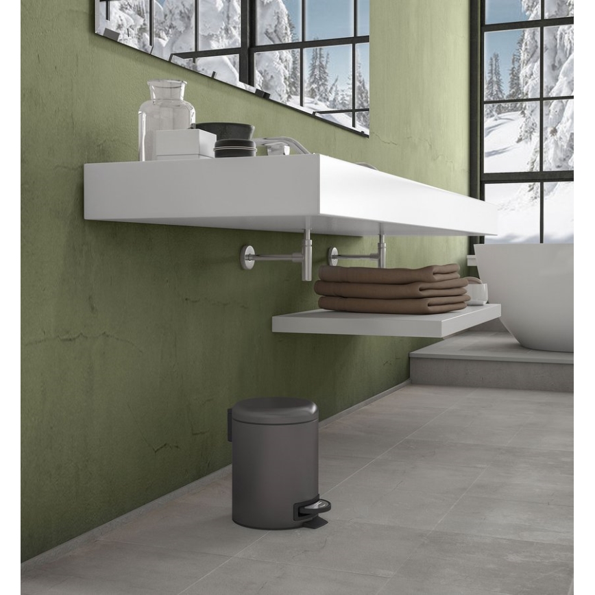 Gedy - Pattumiera POTTY 5 l con chiusura ammortizzata, grigio metallico
