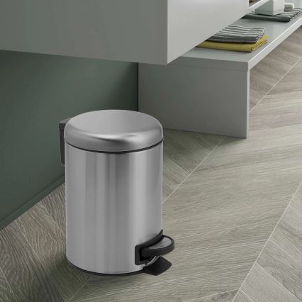 Gedy - Pattumiera POTTY 5 L con chiusura ammortizzata, in acciaio inox spazzolato