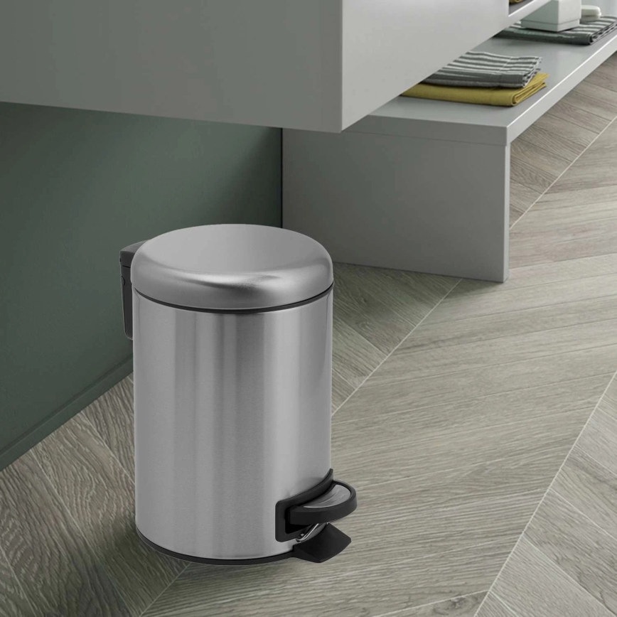 Gedy - Pattumiera POTTY 5 L con chiusura ammortizzata, in acciaio inox spazzolato