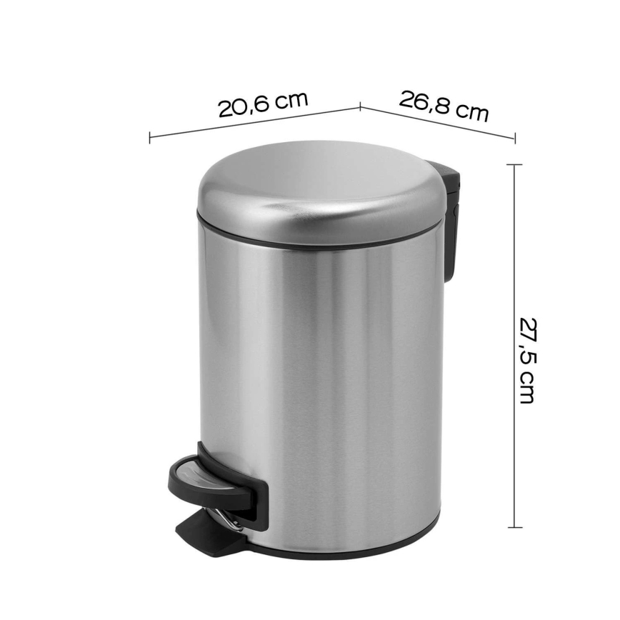 Gedy - Pattumiera POTTY 5 L con chiusura ammortizzata, in acciaio inox spazzolato