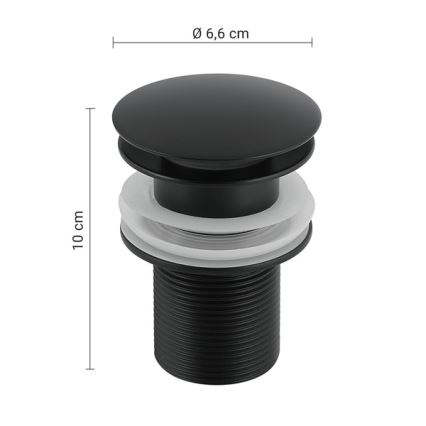 Gedy - Piletta CLICK-CLACK per lavabo Ø 6,6 cm, nero opaco
