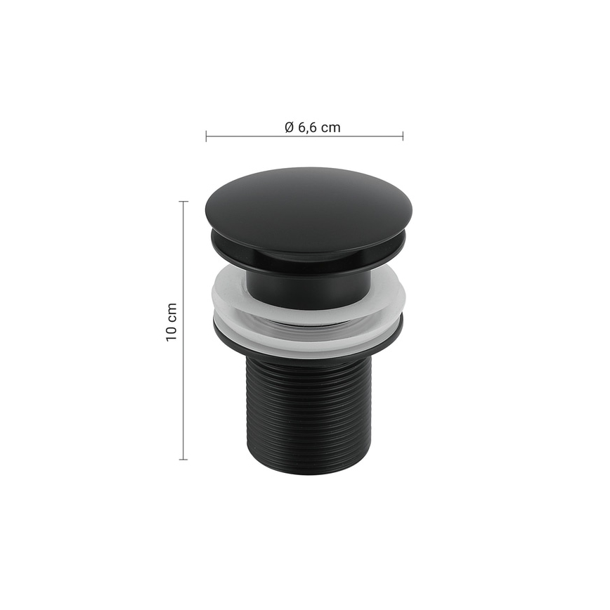 Gedy - Piletta CLICK-CLACK per lavabo Ø 6,6 cm, nero opaco