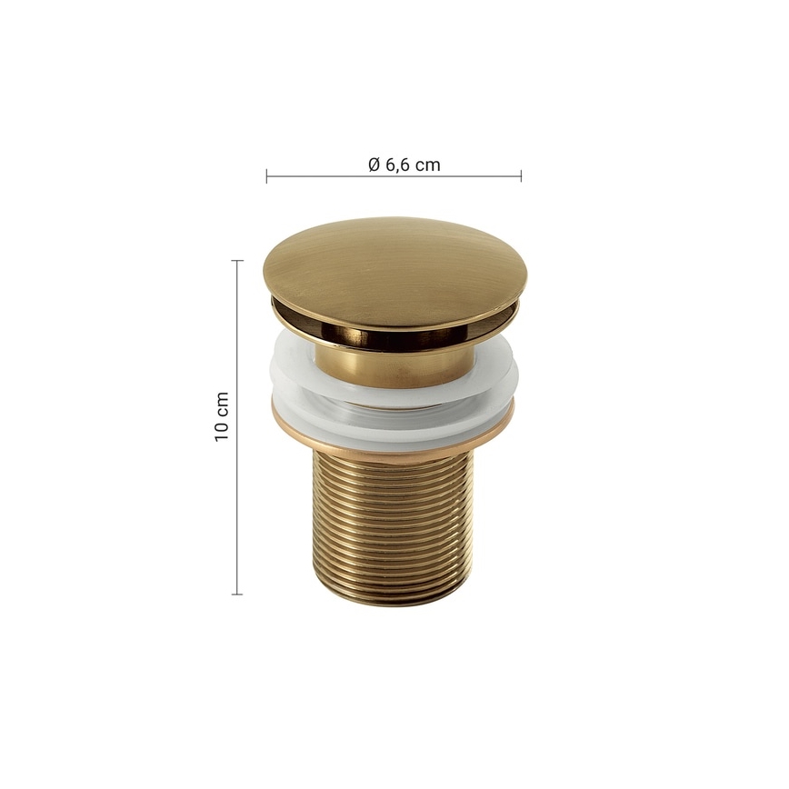 Gedy - Piletta per lavabo CLICK-CLACK diam. 6,6 cm, finitura oro