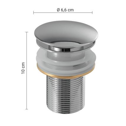 Gedy - Piletta per lavabo CLICK-CLACK Ø 6,6 cm cromo lucido