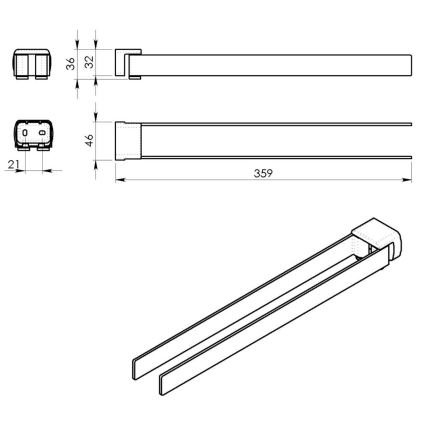 Gedy - Porta asciugamani a parete PIRENEI 35,9 cm oro opaco