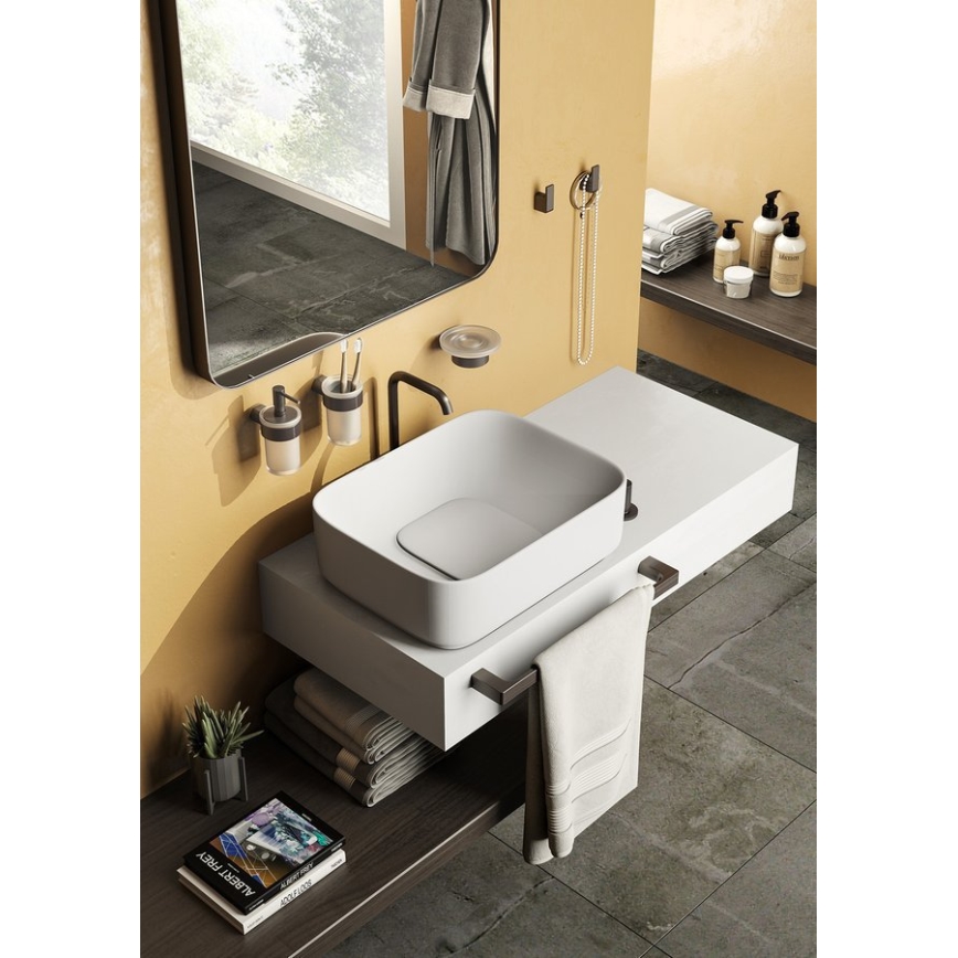 Gedy - Porta asciugamani da parete PIRENEI 6,6x60 cm grigio metallico