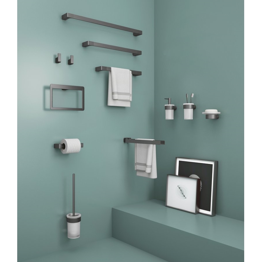 Gedy - Portasapone da parete PIRENEI vetro opalino/grigio metallizzato