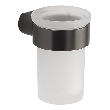Gedy - Portaspazzolini da parete PIRENEI vetro opalino/grigio metallico