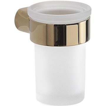 Gedy - Portaspazzolini da parete PIRENEI, vetro satinato con finitura oro