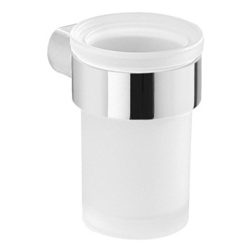 Gedy - Portaspazzolino a parete PIRENEI bianco latte vetro/cromo lucido