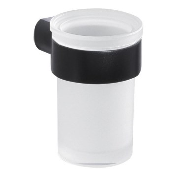 Gedy - Portaspazzolino a parete PIRENEI bianco latte vetro/nero