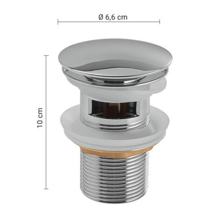 Gedy - Scarico per lavabo CLICK-CLACK Ø 6,6 cm cromo lucido