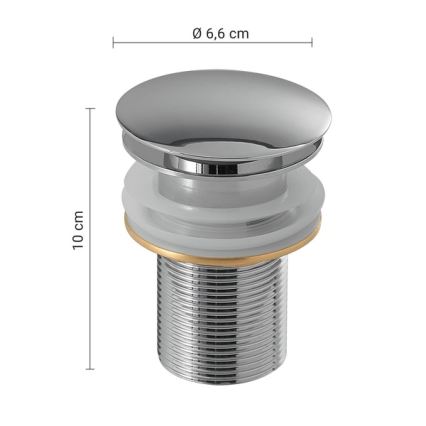 Gedy - Scarico per lavabo CLICK-CLACK Ø 6,6 cm, cromo lucido