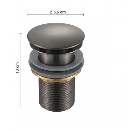 Gedy - Scarico per lavabo CLICK-CLACK Ø 6,6 cm grigio metallico