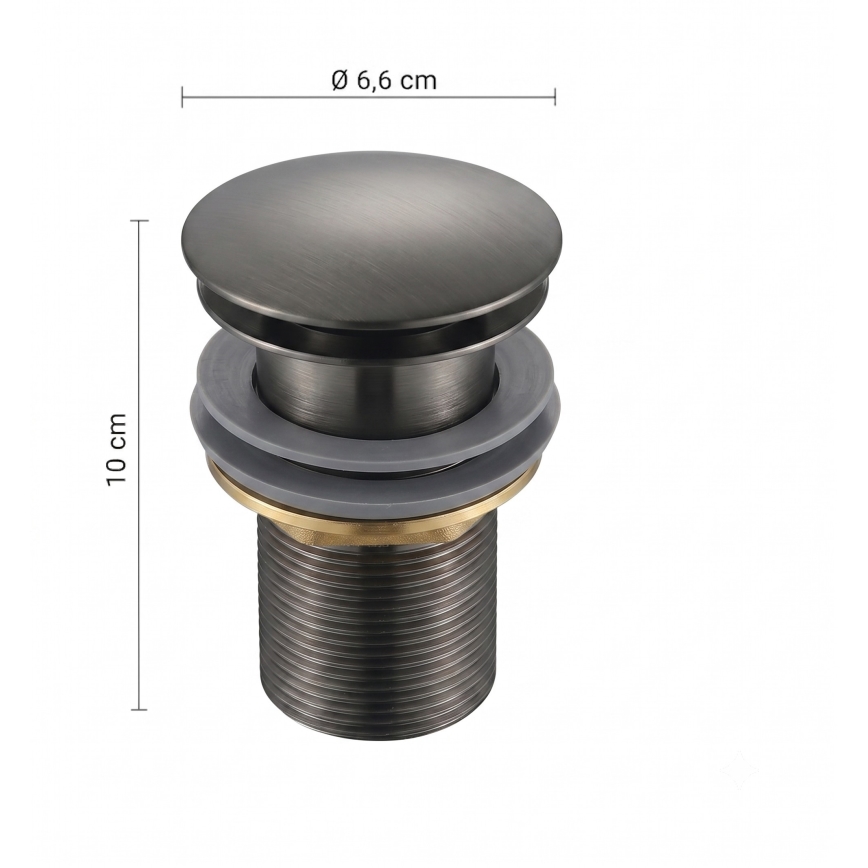 Gedy - Scarico per lavabo CLICK-CLACK Ø 6,6 cm grigio metallico