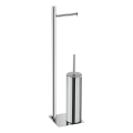 Gedy - Scopino da WC da terra con portarotolo TRILLY, cromo lucido