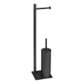 Gedy - Scopino WC autoportante con portarotolo TRILLY nero opaco