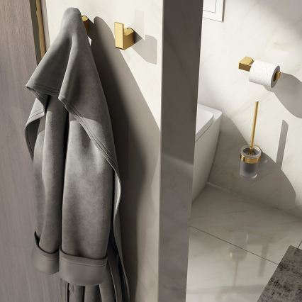 Gedy - Scopino WC da parete PIRENEI vetro opalino/oro opaco